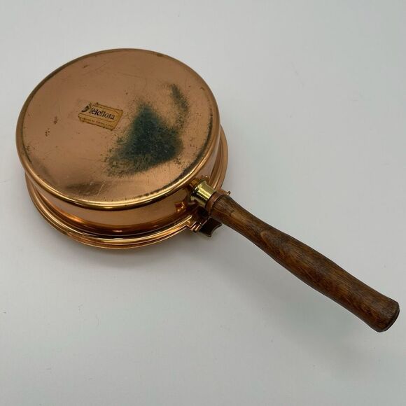 TELEFLORA Silent Butler Copper Les Bonbons Wood Handle Hinged Lid Crumb Catcher - Picture 8 of 14